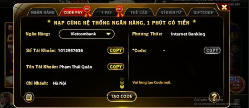 lam the nao de nap tien vao cong game doi thuong